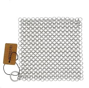 Detailed review of BOTEFEI cast iron cleaner chainmail scrubber for griddles and skillets