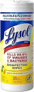 Lysol Disinfectant Wipes Lemon and Lime Blossom 35ct review for cleaning efficiency
