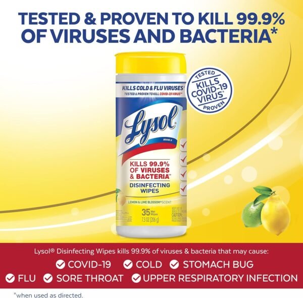 Lysol Disinfectant Wipes Lemon and Lime Blossom 35ct review for cleaning efficiency