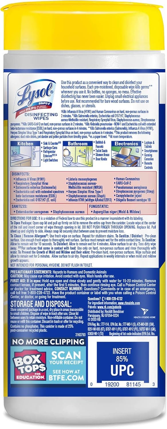 Lysol Disinfectant Wipes Lemon and Lime Blossom 35ct review for cleaning efficiency